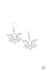 Lotus Ponds - Paparazzi - Silver Lotus Flower Earrings