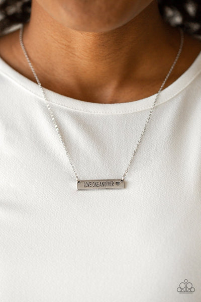 Love One Another - Paparazzi - Silver Bar Inspirational Necklace