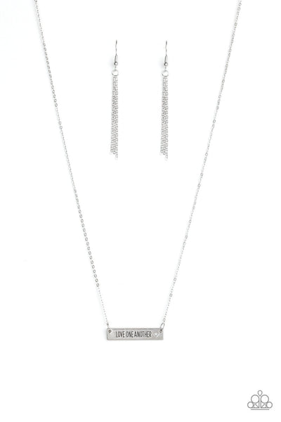 Love One Another - Paparazzi - Silver Bar Inspirational Necklace