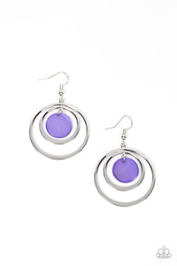 Mai Tai Tango - Paparazzi - Purple Shell-Like Disc Silver Circle Earrings