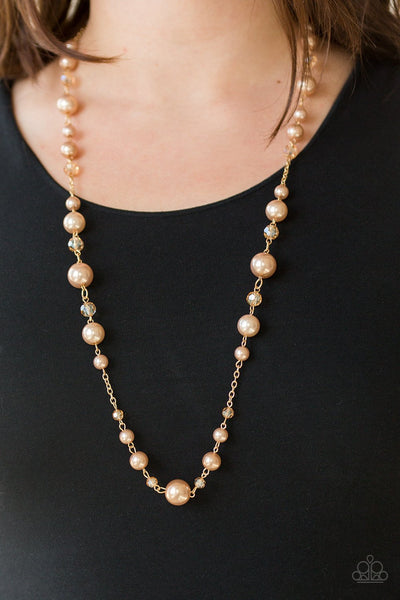 Make Your Own LUXE - Paparazzi - Gold Crystal Bead and Pearl Necklace