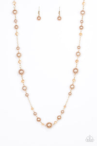 Make Your Own LUXE - Paparazzi - Gold Crystal Bead and Pearl Necklace