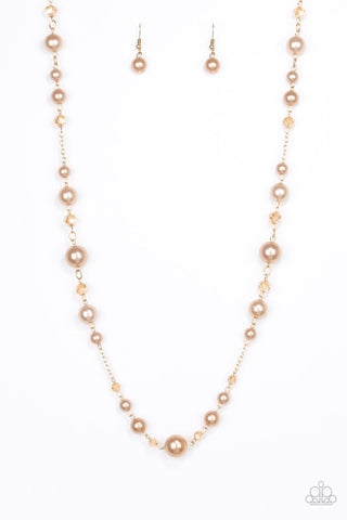 Make Your Own LUXE - Paparazzi - Gold Crystal Bead and Pearl Necklace