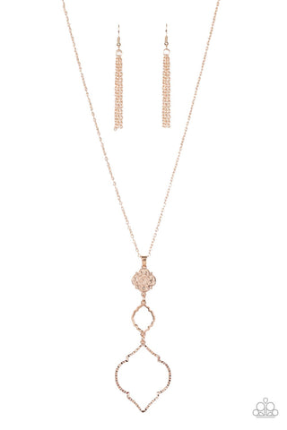 Marrakesh Mystery - Paparazzi - Rose Gold Mandala Scalloped Pendant Necklace