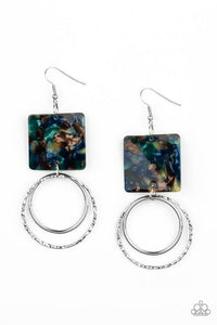 Maven Maker - Paparazzi - Multi Square Acrylic Silver Hoop Earrings