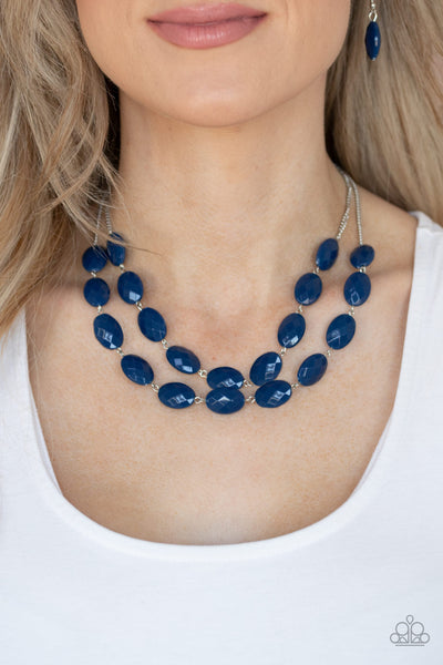 Max Volume - Paparazzi - Blue Oval Bead Layered Necklace