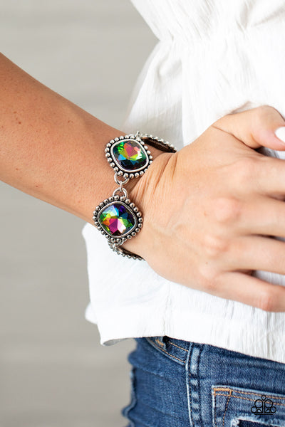 Megawatt - Paparazzi - Multi Oil Spill Rhinestone Clasp Bracelet