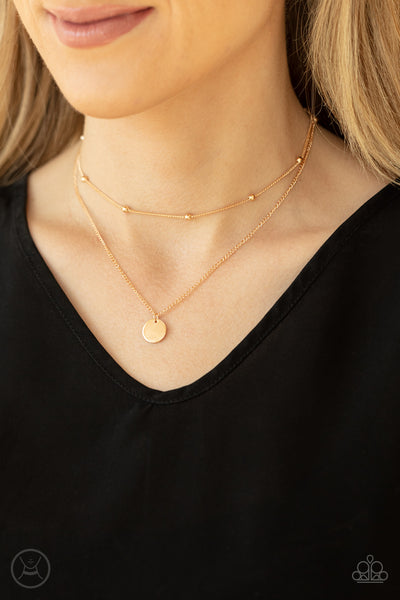 Modestly Minimalist - Paparazzi - Gold Layered Disc Choker Necklace