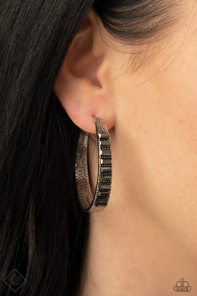 More To Love - Paparazzi - Silver Hematite Hoop Earrings