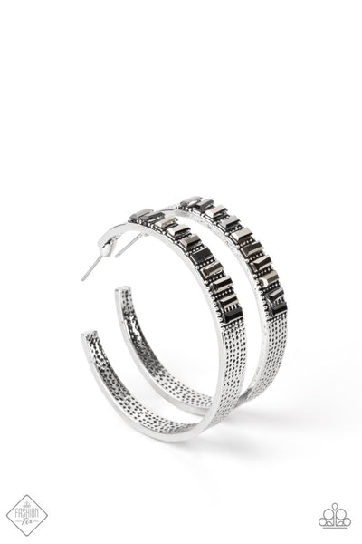 More To Love - Paparazzi - Silver Hematite Hoop Earrings