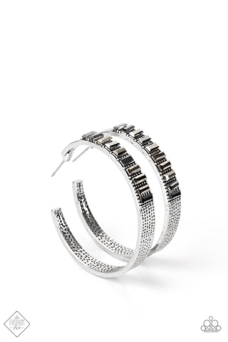 More To Love - Paparazzi - Silver Hematite Hoop Earrings