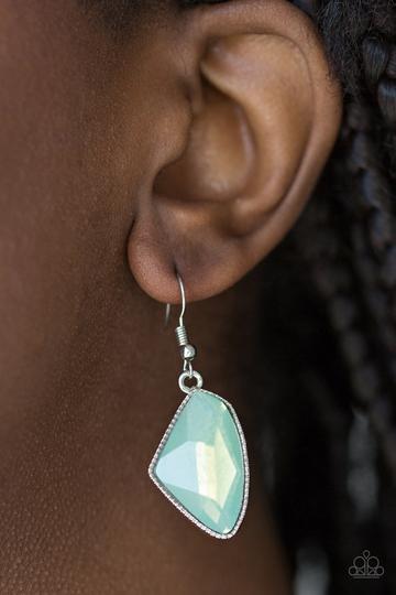 Mystic Mist - Paparazzi - Green Iridescent Gem Earrings