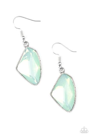 Mystic Mist - Paparazzi - Green Iridescent Gem Earrings