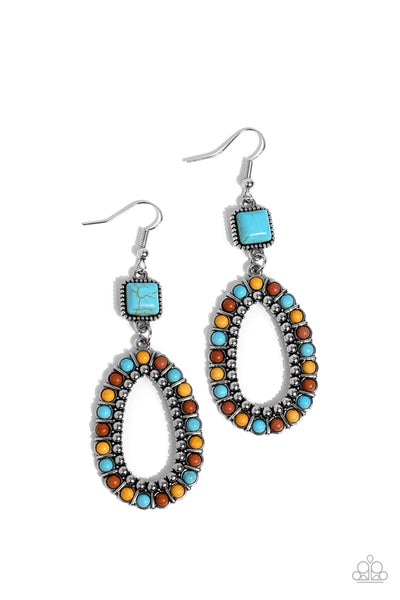 Napa Valley Luxe - Paparazzi - Multi Turquoise Brown Yellow Stone 2022 Convention Exclusive Earrings