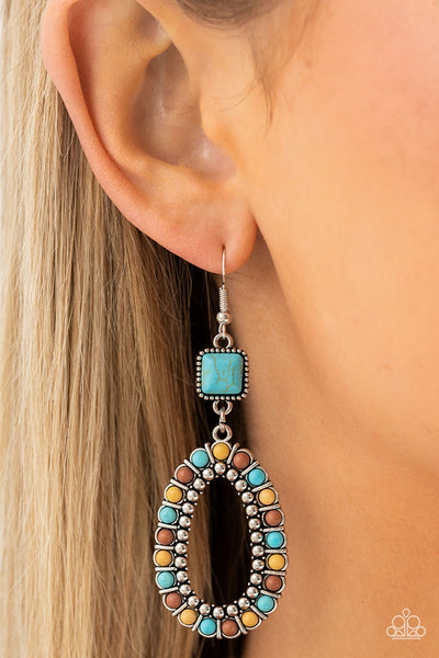 Napa Valley Luxe - Paparazzi - Multi Turquoise Brown Yellow Stone 2022 Convention Exclusive Earrings