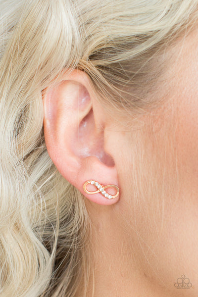 Never - Ending Elegance - Paparazzi - Gold Post Infinity Earrings