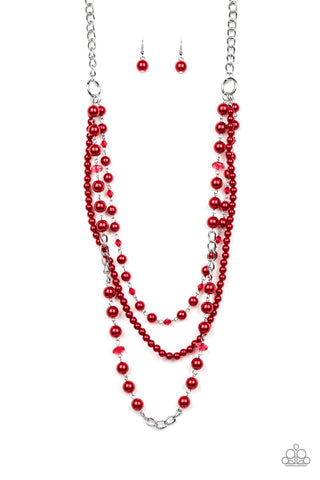New York City Chic - Paparazzi - Red Pearl Layered Necklace