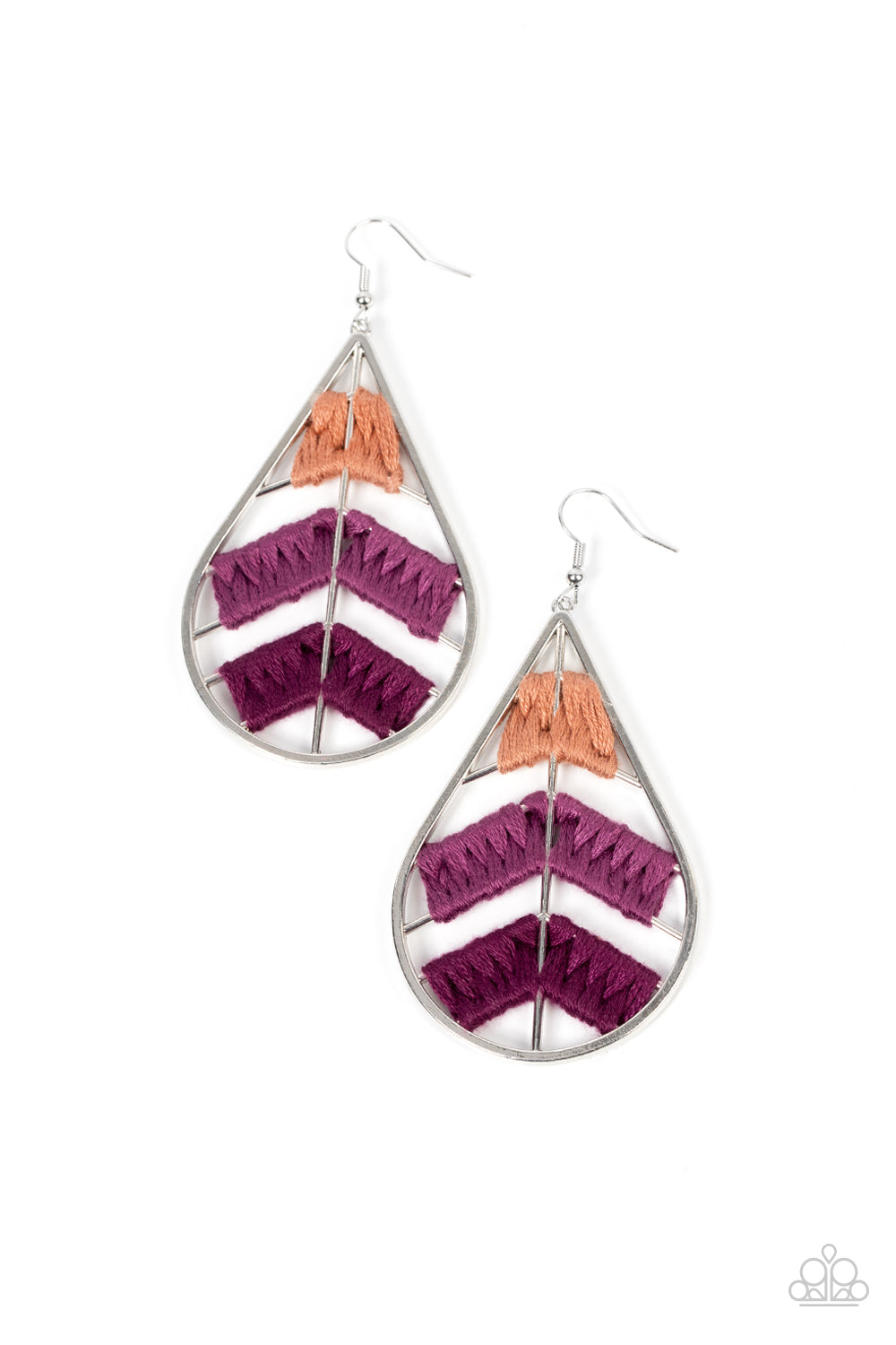 Nice Threads - Paparazzi - Purple Thread Silver Teardrop Earrings