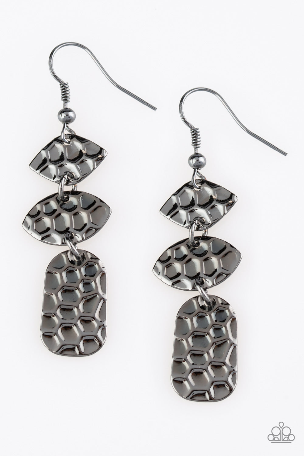 Nine to HIVE - Paparazzi - Black Gunmetal Geometric Frame Earrings