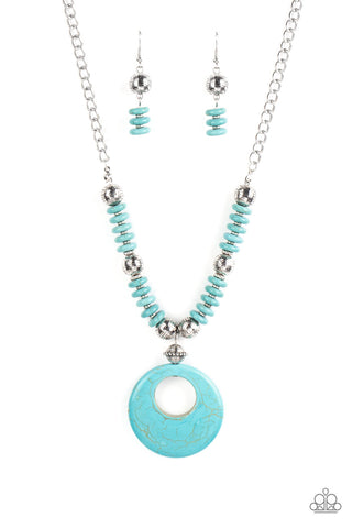 Oasis Goddess - Paparazzi - Blue Turquoise Stone Pendant 2021 Convention Exclusive Necklace