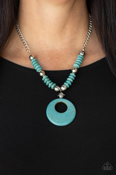 Oasis Goddess - Paparazzi - Blue Turquoise Stone Pendant 2021 Convention Exclusive Necklace