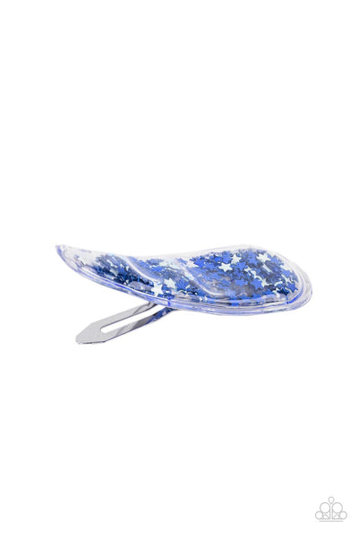 Oh, My Stars and Stripes - Paparazzi - Blue and White Star Glitter Hair Clip