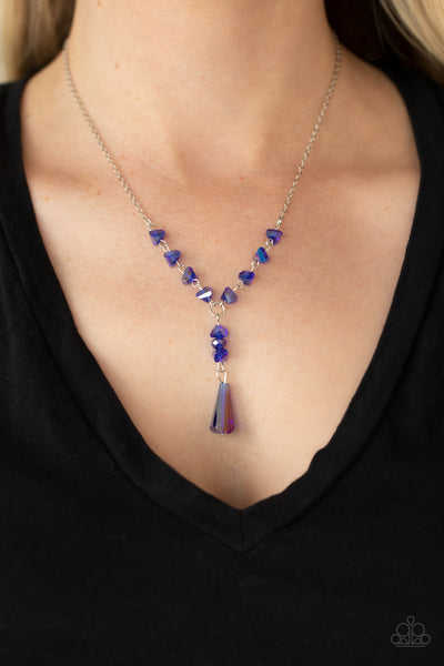 Olympian Oracle - Paparazzi - Blue Iridescent Y Shaped Necklace