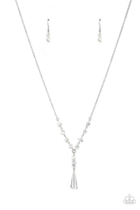 Olympian Oracle - Paparazzi - White Iridescent Crystal Silver Necklace