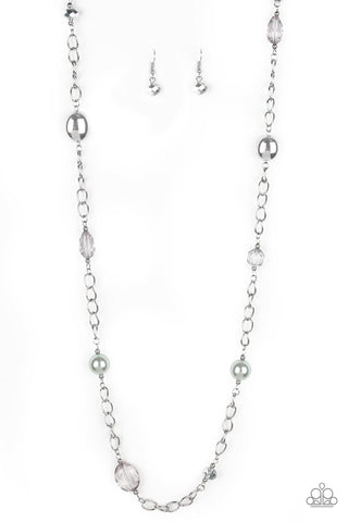 Only For Special Occasions - Paparazzi - Silver Crystal and Pearl Bead Necklace