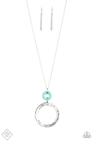 Optical Illusion - Paparazzi - Blue Turquoise Stone Silver Ring Necklace