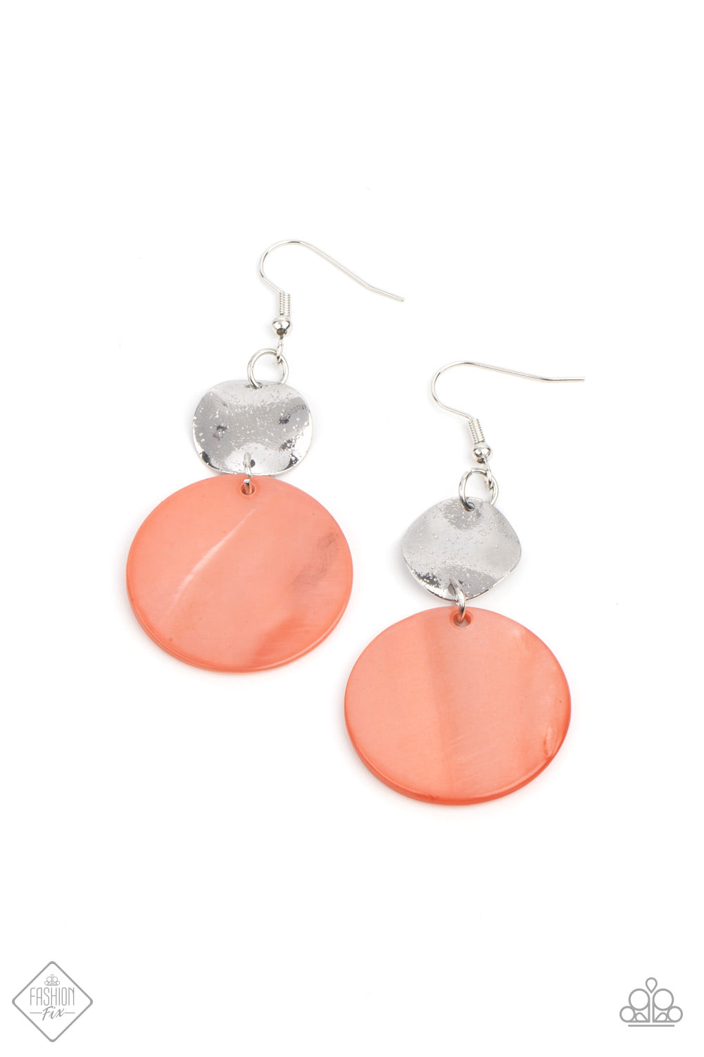 Opulently Oasis - Paparazzi - Orange Coral Shell-Like Circular Earrings Fashion Fix