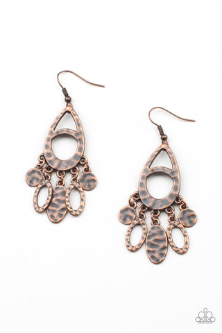 PLAINS Jane - Paparazzi - Copper Hammered Teardrop Chandelier Earrings