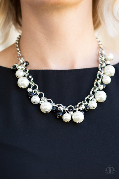 The Upstater - Paparazzi - Black and White Pearl Fringe Necklace