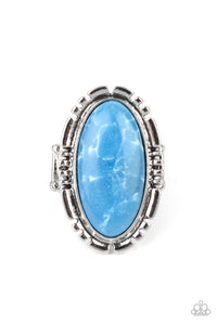 Peacefully Pioneer - Paparazzi - Blue Oval Stone Silver Ring