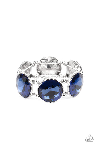 Powerhouse Hustle - Paparazzi - Blue Large Gem Stretch Bracelet