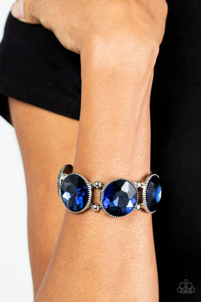 Powerhouse Hustle - Paparazzi - Blue Large Gem Stretch Bracelet