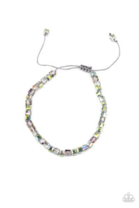 Prismatic Maverick - Paparazzi - Multi Oil Spill Square Bead Sliding Knot Bracelet