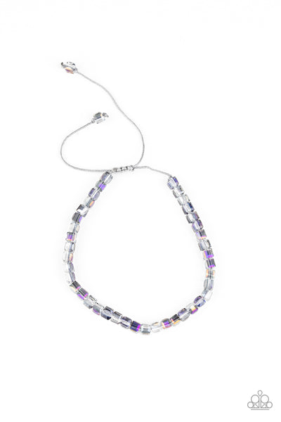 Prismatic Maverick - Paparazzi - Purple Oil Slick Bead Sliding Knot Bracelet