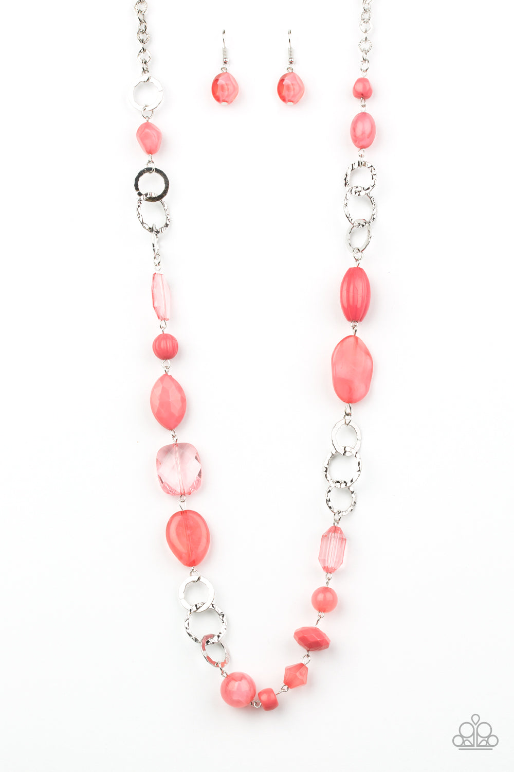 Prismatic Paradise - Paparazzi - Pink Bead Silver Ring Necklace