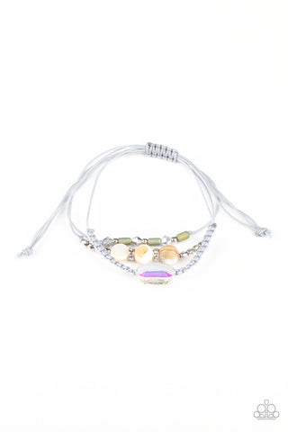 Prismatic Pathfinder - Paparazzi - Multi Opalescent Gem Shell Beaded Sliding Knot Bracelet