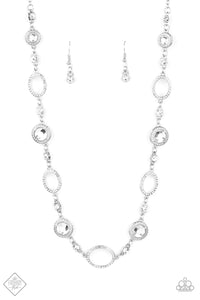 Pushing Your LUXE - Paparazzi - White Rhinestone Silver Necklace Fashion Fix Exclusive