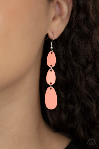 Rainbow Drops - Paparazzi - Orange Coral Oval Earrings