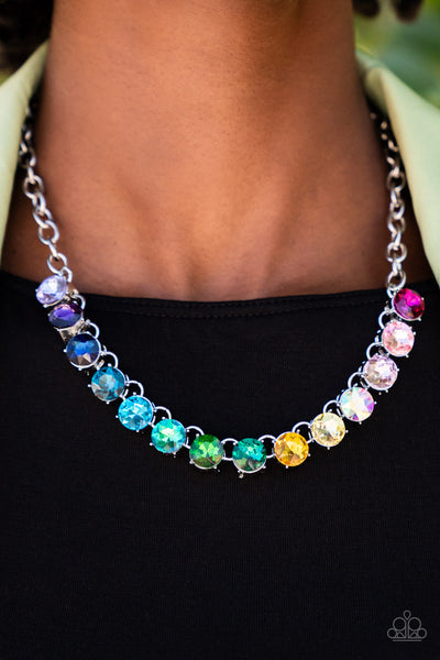 Rainbow Resplendence - Paparazzi - Multi Rainbow Rhinestone Necklace