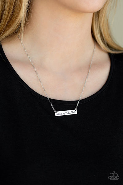 Raising My Tribe - Paparazzi - Silver Stamped Bar Necklace