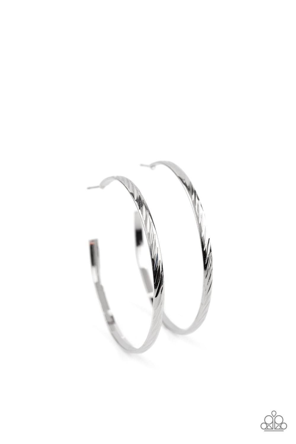 Reporting for Duty - Paparazzi - Silver Etched Hoop Earrings