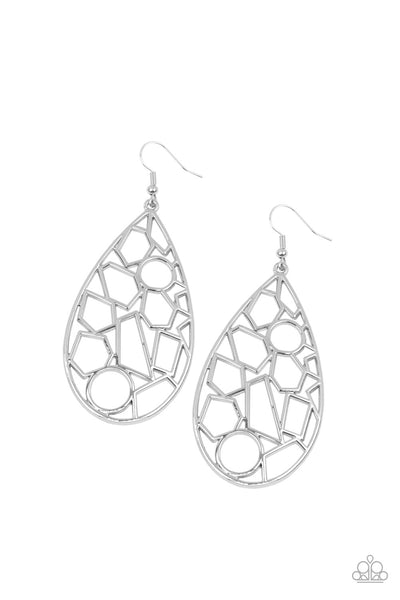 Reshaped Radiance - Paparazzi - Silver Geometric Teardrop Earrings