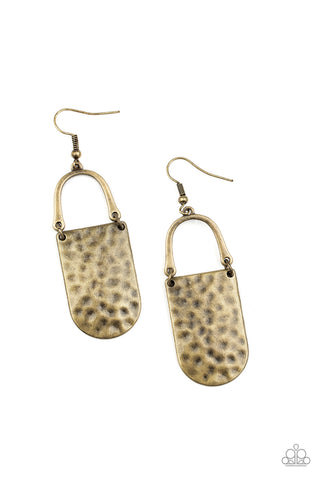 Resort Relic - Paparazzi - Brass Hammered Abstract Earrings