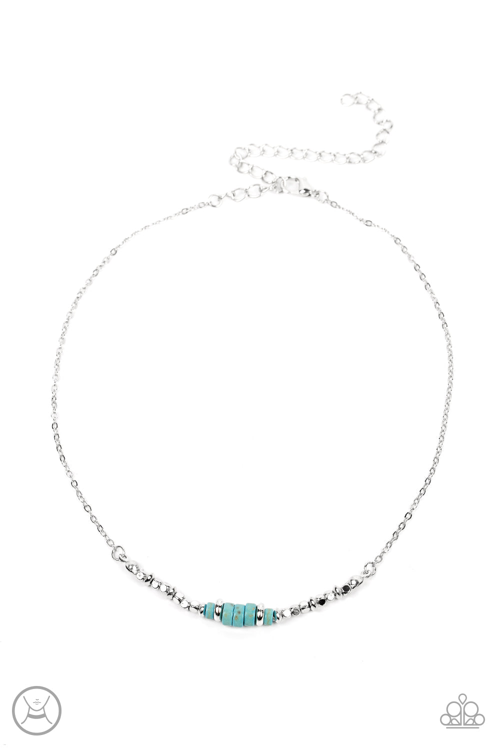 Retro Rejuvenation - Paparazzi - Blue Turquoise Stone Silver Choker Necklace