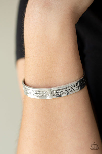 Roost Radiance - Paparazzi - Silver Feather Cuff Bracelet