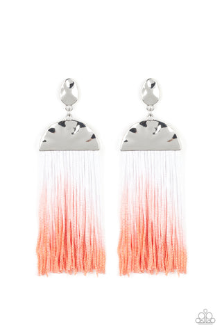 Rope Them In – Paparazzi – Orange Coral to White Ombre Dip-dye Silver Post Earrings